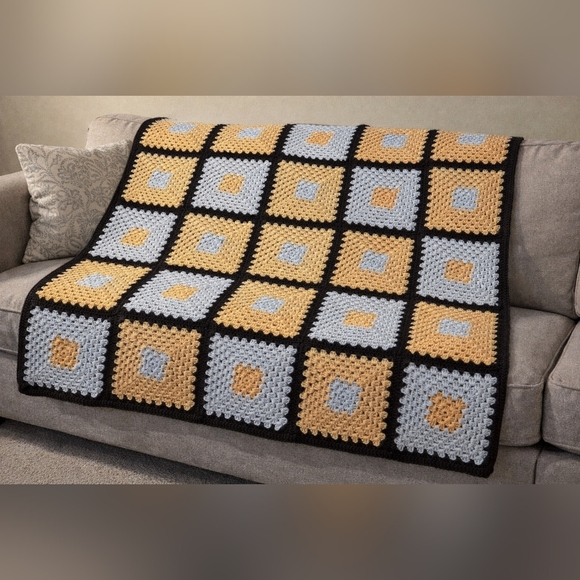 Hand made Other - Handmade Crochet Granny Square Blanket 54x40 | Chocolate Peach Cream